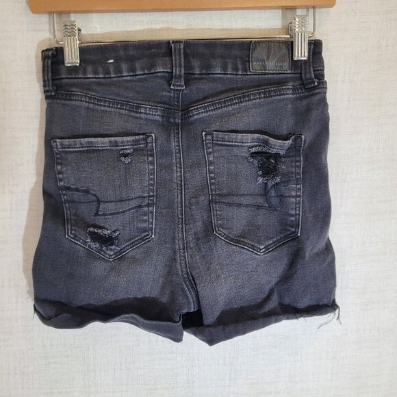 American Eagle Jean Shorts Womens 4 Curvy Super Hi Rise Shortie Denim Button Fly - Picture 2 of 9